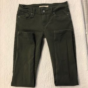 LEVI’S 711 Skinny Jeans, Army Green, 25” W & 30”L